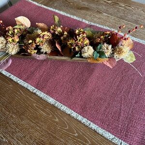 New Without Tags! Pottery Barn Mason Handwoven Cotton Fringe Table Runner